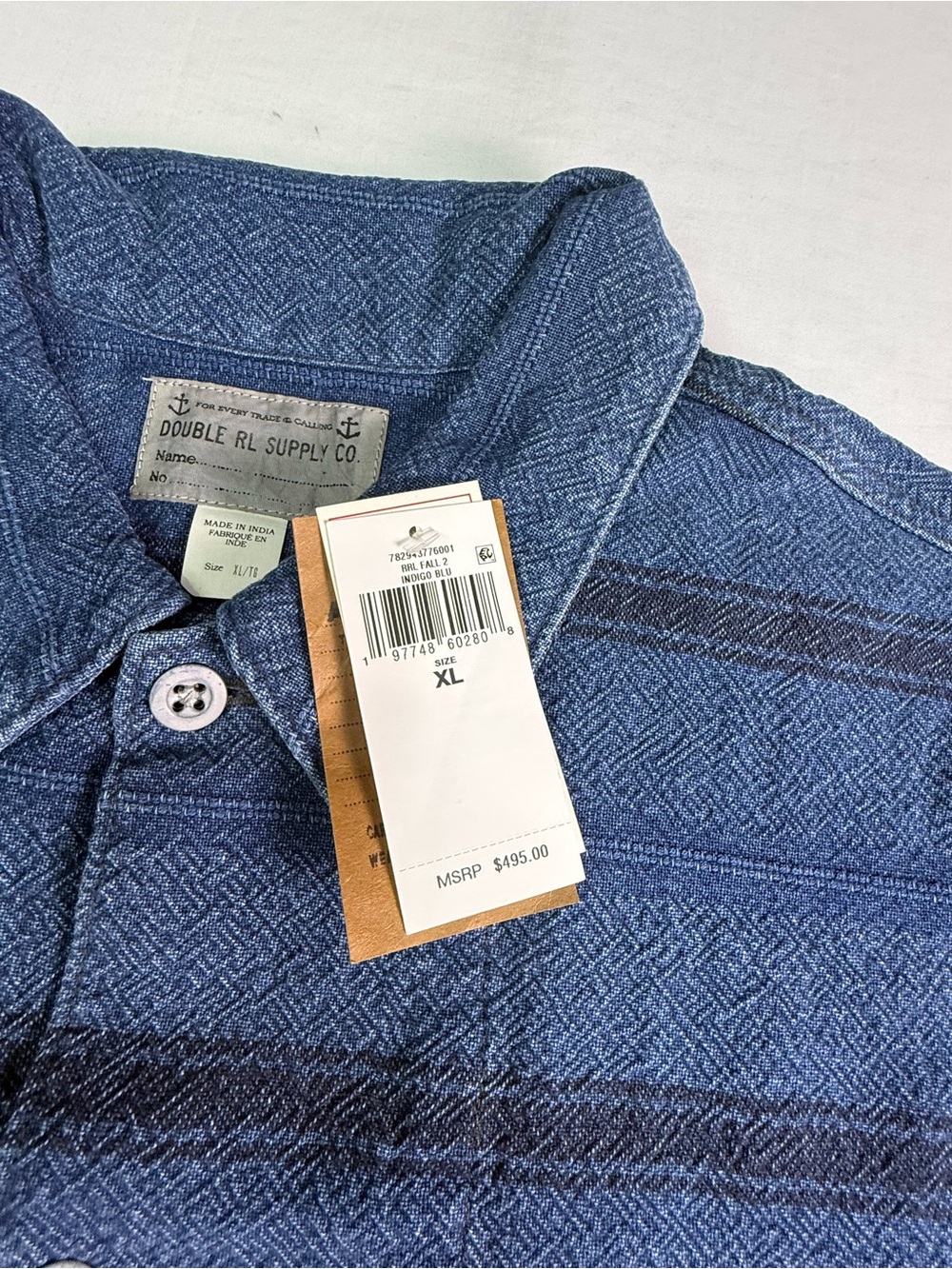 Ralph Lauren Double RL (RRL) Indigo Naval Military Shirt Jacket- Size XL - Picture 14 of 16